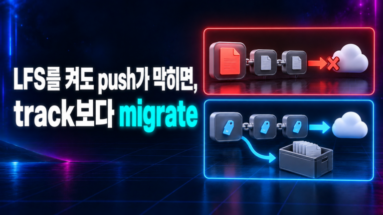 github push가 Git LFS를 켜도 막힐 때 track보다 migrate가 필요하다는 썸네일